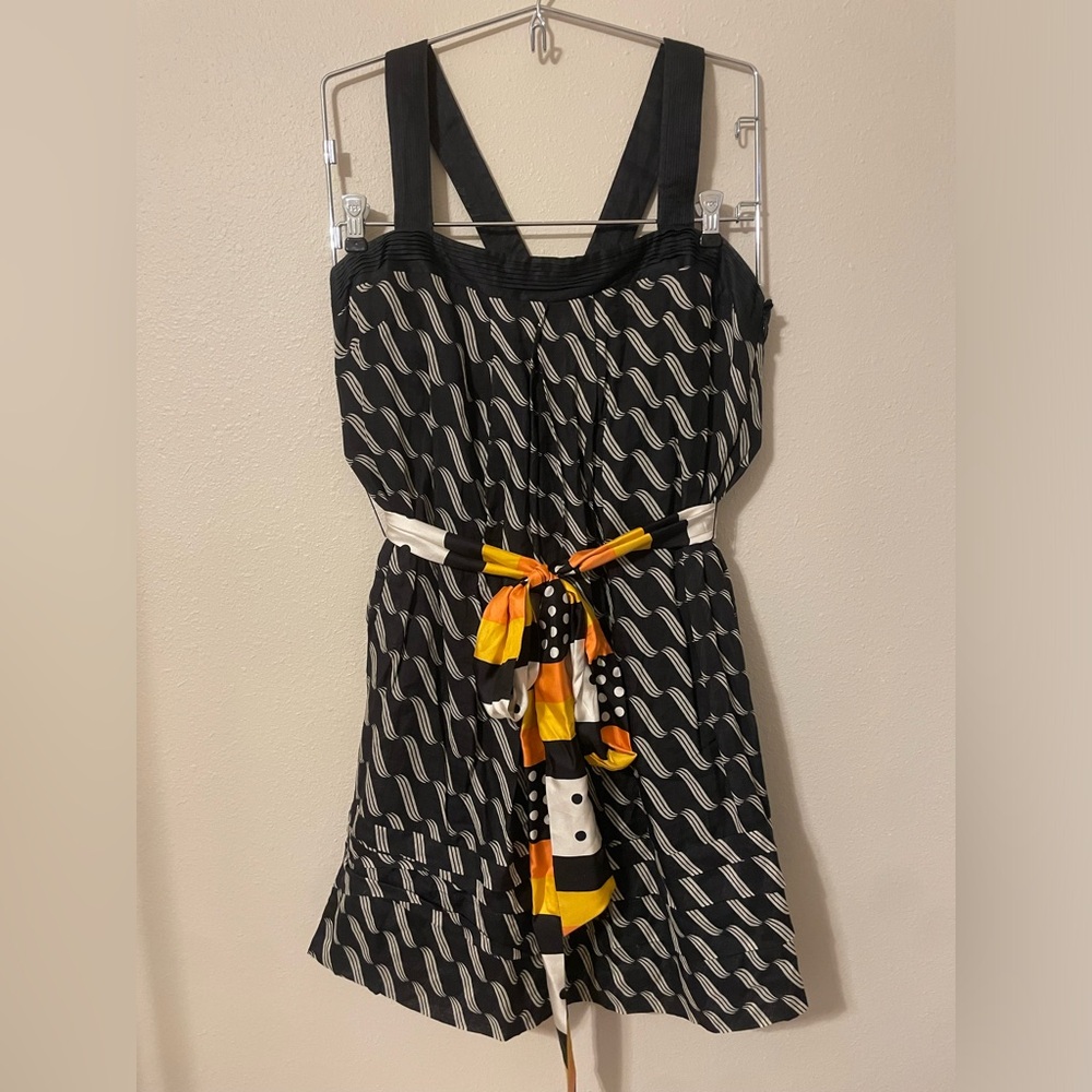 Maeve Patterned Mini Dress with Orange Highlights